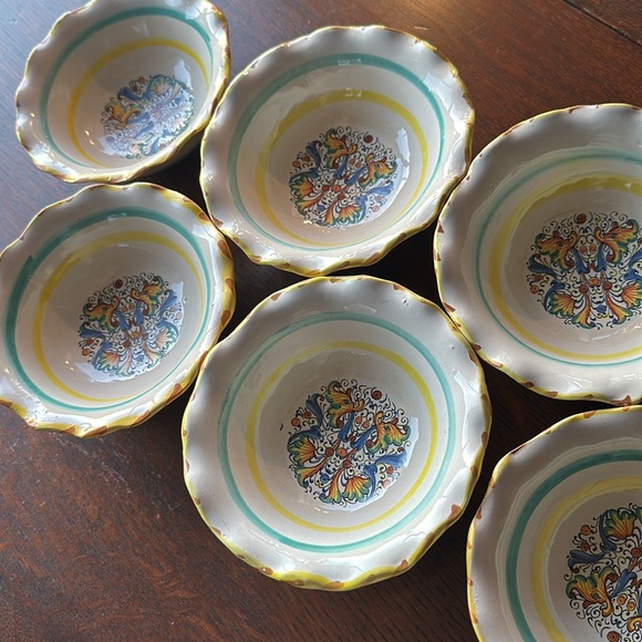 🇮🇹Meridiana Ceramiche set of 6 small desert or nut bowls Scalloped edges Italy - Picture 15 of 16